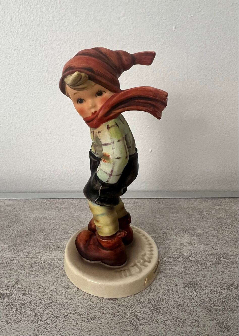 43 March Winds Hummel Figurine Goebel W Germany Vintage Boy with scarf